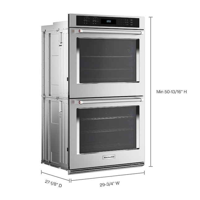 KitchenAid 30 inch Double Electric Wall Oven with Air Fry Self-cleaning ( Stainless Steel )