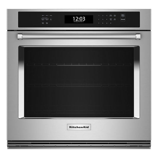 KitchenAid 30 inch Single Electric Wall Oven with Air Fry Single-fan and Self-cleaning ( Stainless Steel )