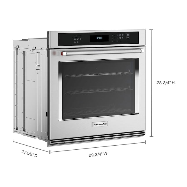 KitchenAid 30 inch Single Electric Wall Oven with Air Fry Single-fan and Self-cleaning ( Stainless Steel )
