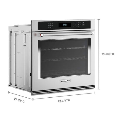 KitchenAid 30 inch Single Electric Wall Oven with Air Fry Single-fan and Self-cleaning ( Stainless Steel )