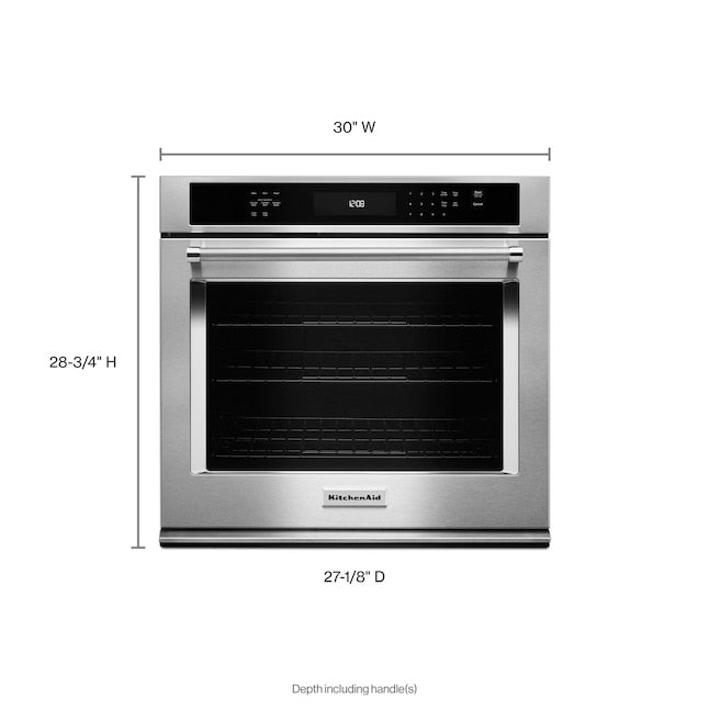 KitchenAid 30 inch Single Electric Wall Oven Single-fan and Self-cleaning ( Stainless Steel )