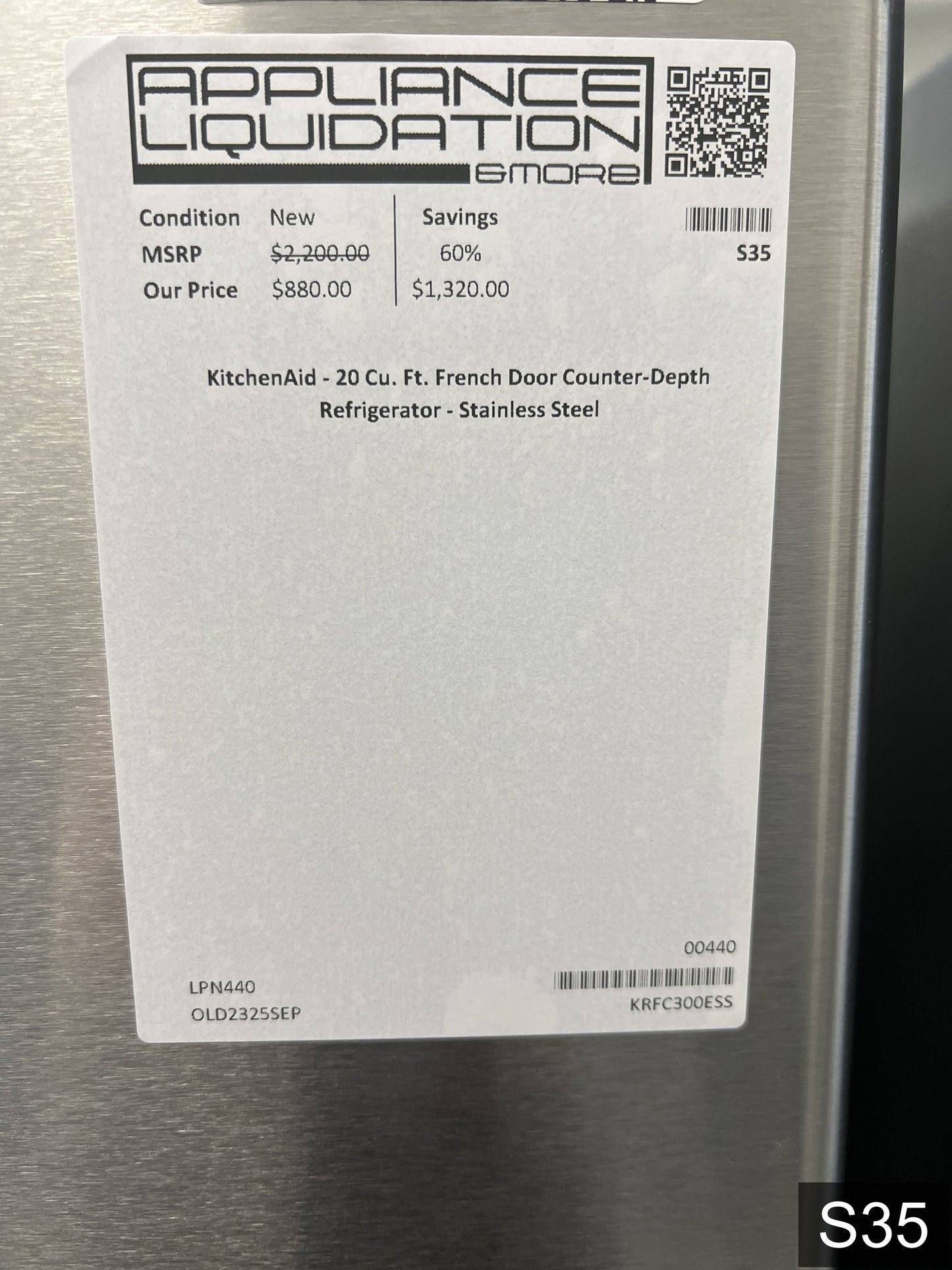 KitchenAid Counter-Depth 20-cu ft 3 -Door 36-in Wide French Door Refrigerator with Ice Maker with Water Dispenser ( Stainless Steel ) ENERGY STAR Certified