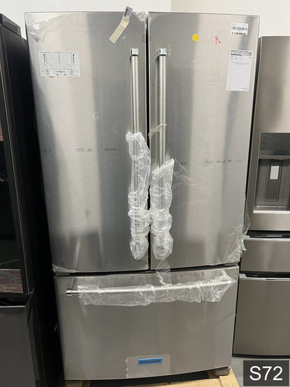 KitchenAid Counter-Depth 20-cu ft 3 -Door 36-in Wide French Door Refrigerator with Ice Maker with Water Dispenser ( Stainless Steel ) ENERGY STAR Certified