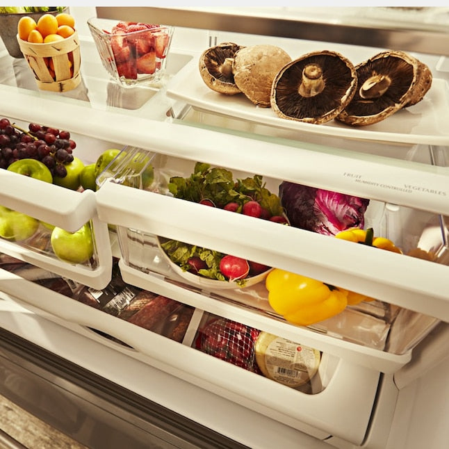 KitchenAid Counter-Depth 20-cu ft 3 -Door 36-in Wide French Door Refrigerator with Ice Maker with Water Dispenser ( Stainless Steel ) ENERGY STAR Certified