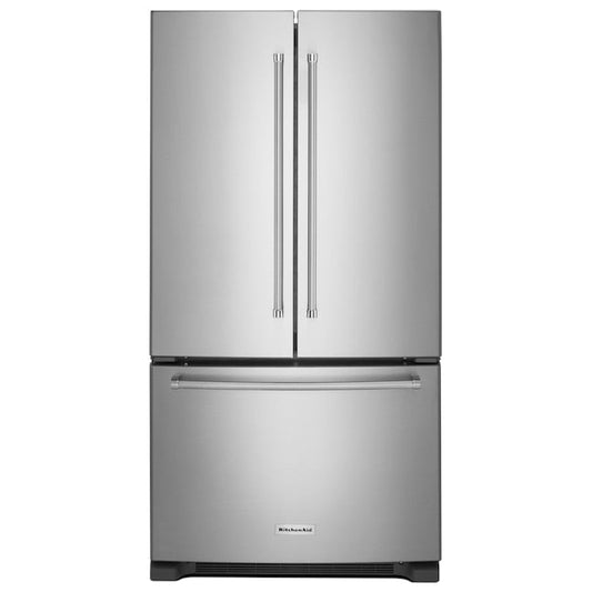 KitchenAid Counter-Depth 20-cu ft 3 -Door French Door Refrigerator with Ice Maker with Water Dispenser ( Stainless Steel ) ENERGY STAR Certified