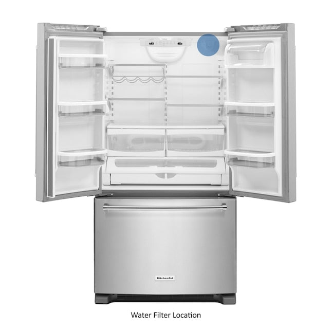 KitchenAid Counter-Depth 20-cu ft 3 -Door 36-in Wide French Door Refrigerator with Ice Maker with Water Dispenser ( Stainless Steel ) ENERGY STAR Certified