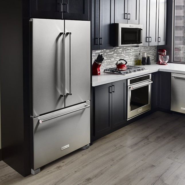 KitchenAid Counter-Depth 20-cu ft 3 -Door 36-in Wide French Door Refrigerator with Ice Maker with Water Dispenser ( Stainless Steel ) ENERGY STAR Certified