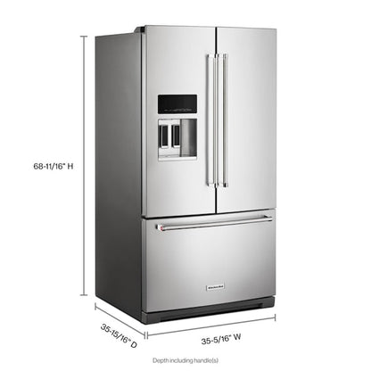 KitchenAid Standard-Depth 27-cu ft 3 -Door French Door Refrigerator with Ice Maker with Water and Ice Dispenser ( Stainless Steel with PrintShield Finish ) ENERGY STAR Certified