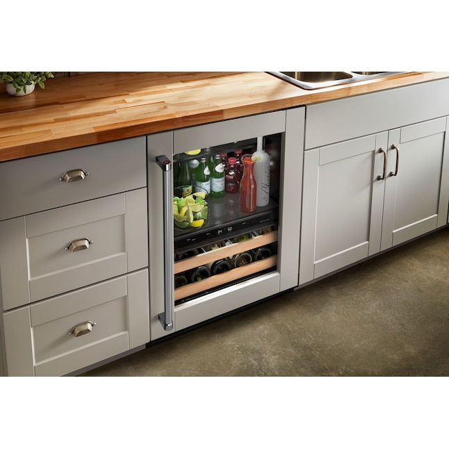 KitchenAid 23.88-in W 14 -Can Capacity Panel Ready Built-in Indoor Beverage Refrigerator with Glass Door