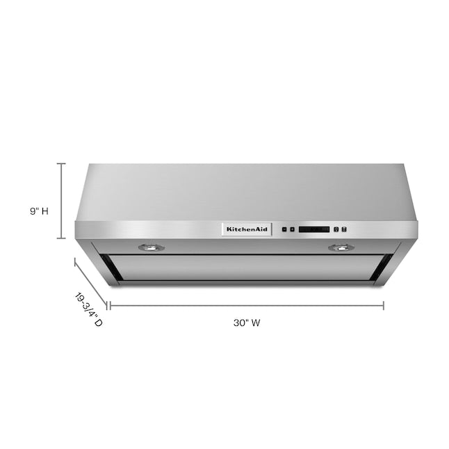 KitchenAid 30 inch Convertible 600.0000-CFM Recirculating Stainless steel Under Cabinet Range Hood with Charcoal Filter