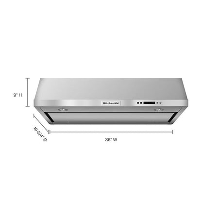 KitchenAid 36 inch Convertible 600.0000-CFM Recirculating Stainless steel Under Cabinet Range Hood with Charcoal Filter
