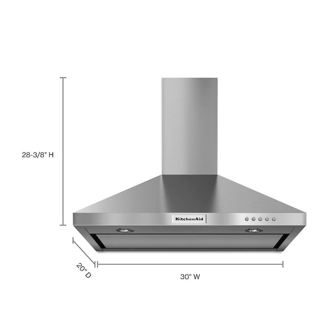 KitchenAid 30 inch Convertible 400.0000-CFM Recirculating Stainless steel Wall-Mounted Range Hood with Charcoal Filter