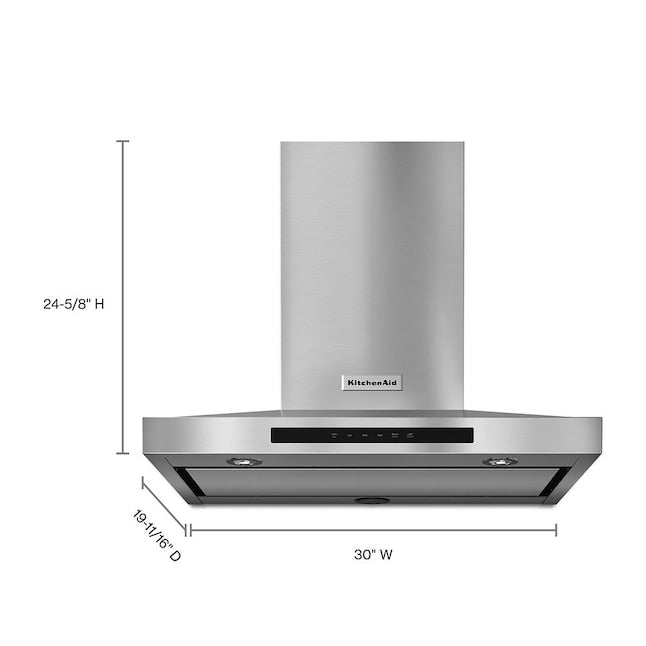 KitchenAid 30 inch Convertible 600.0000-CFM Recirculating Stainless steel Wall-Mounted Range Hood with Charcoal Filter