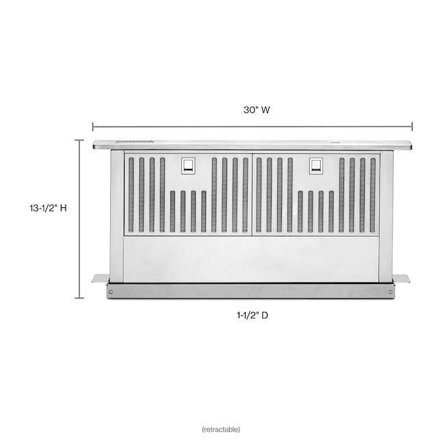 KitchenAid 30 inch Telescoping Stainless steel Ducted Downdraft Range Hood