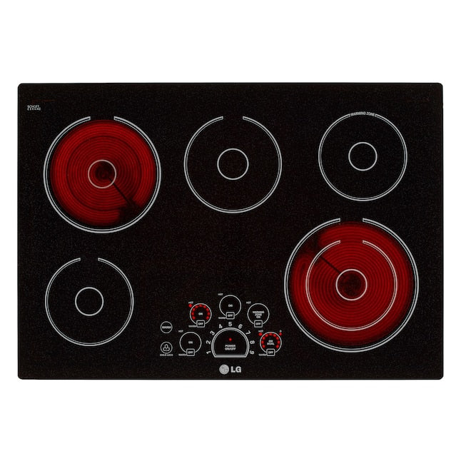 LG 30-in 5 burners Smooth Surface (Radiant) Black Electric Cooktop