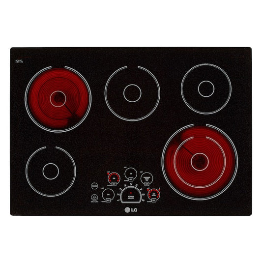 LG 30-in 5 burners Smooth Surface (Radiant) Black Electric Cooktop