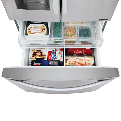 LG Standard-Depth 27.9-cu ft 3.0 -Door Smart Compatible French Door Refrigerator with Ice Maker with Water and Ice Dispenser ( Stainless Steel ) ENERGY STAR Certified