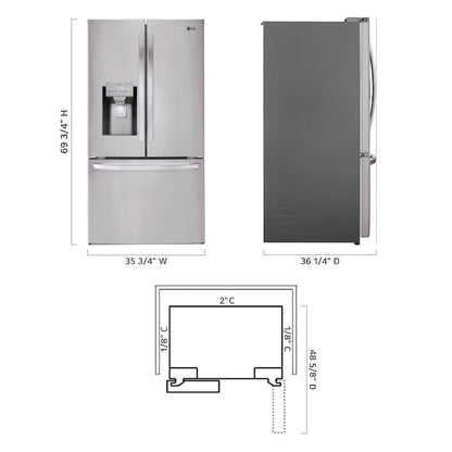 LG Standard-Depth 27.9-cu ft 3.0 -Door Smart Compatible French Door Refrigerator with Ice Maker with Water and Ice Dispenser ( Stainless Steel ) ENERGY STAR Certified