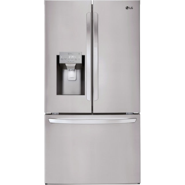 LG Standard-Depth 27.9-cu ft 3.0 -Door Smart Compatible French Door Refrigerator with Ice Maker with Water and Ice Dispenser ( Stainless Steel ) ENERGY STAR Certified