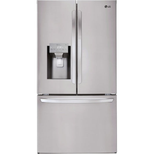 LG Standard-Depth 27.9-cu ft 3.0 -Door Smart Compatible French Door Refrigerator with Ice Maker with Water and Ice Dispenser ( Stainless Steel ) ENERGY STAR Certified