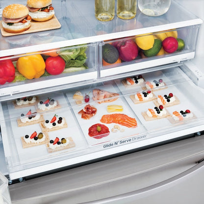 LG Standard-Depth 27.9-cu ft 3.0 -Door Smart Compatible French Door Refrigerator with Ice Maker with Water and Ice Dispenser ( Stainless Steel ) ENERGY STAR Certified