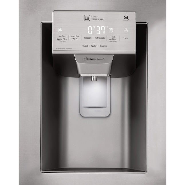 LG Standard-Depth 27.9-cu ft 3.0 -Door Smart Compatible French Door Refrigerator with Ice Maker with Water and Ice Dispenser ( Stainless Steel ) ENERGY STAR Certified