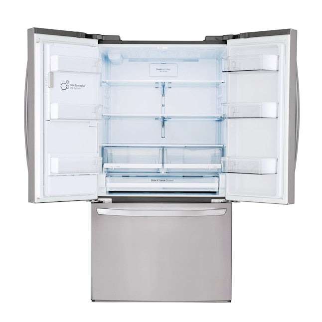 LG Standard-Depth 27.9-cu ft 3.0 -Door Smart Compatible French Door Refrigerator with Ice Maker with Water and Ice Dispenser ( Stainless Steel ) ENERGY STAR Certified
