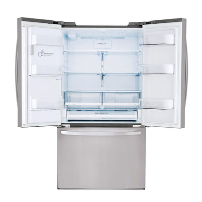 LG Standard-Depth 27.9-cu ft 3.0 -Door Smart Compatible French Door Refrigerator with Ice Maker with Water and Ice Dispenser ( Stainless Steel ) ENERGY STAR Certified