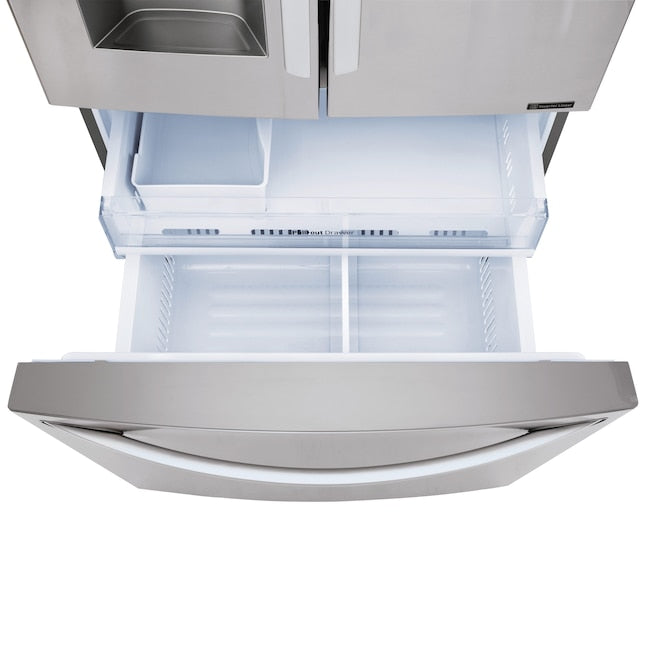 LG Standard-Depth 27.9-cu ft 3.0 -Door Smart Compatible French Door Refrigerator with Ice Maker with Water and Ice Dispenser ( Stainless Steel ) ENERGY STAR Certified