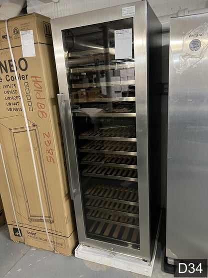 LANBOPRO 23.4-in W 143 -Bottles Black, stainless steel Dual Zone Cooling Built-in/Freestanding Indoor Wine Cooler