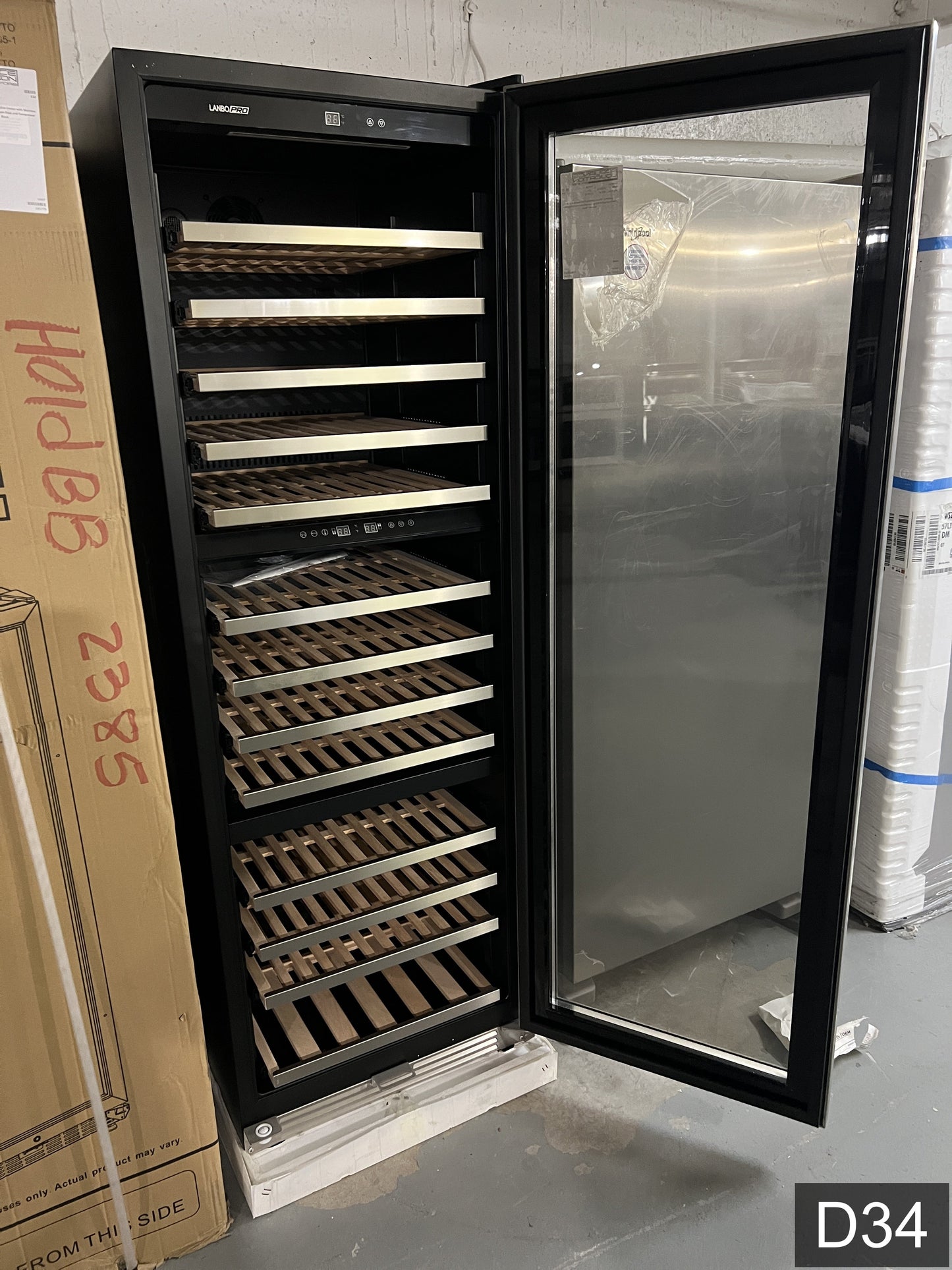 LANBOPRO 23.4-in W 143 -Bottles Black, stainless steel Dual Zone Cooling Built-in/Freestanding Indoor Wine Cooler