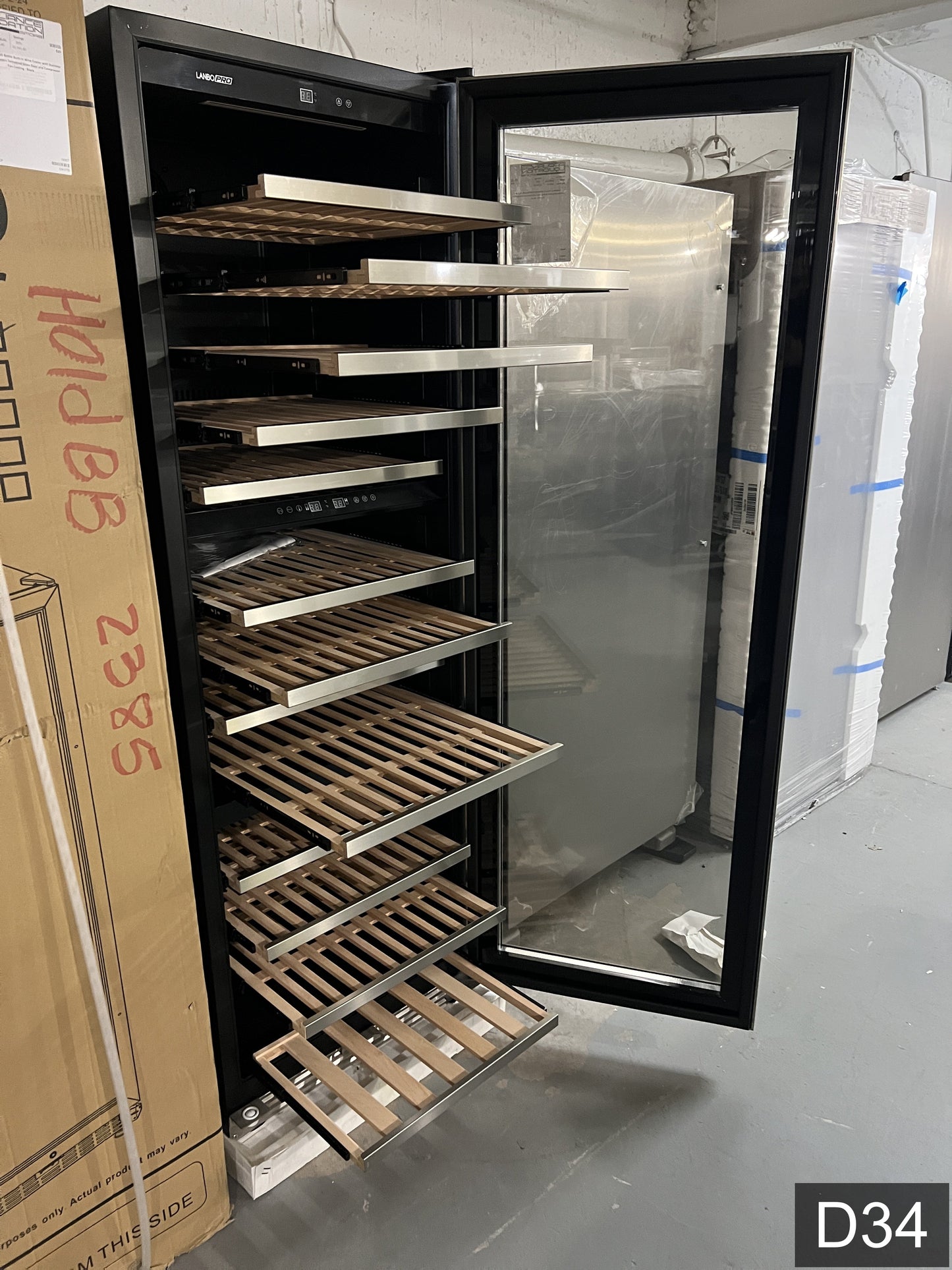 LANBOPRO 23.4-in W 143 -Bottles Black, stainless steel Dual Zone Cooling Built-in/Freestanding Indoor Wine Cooler