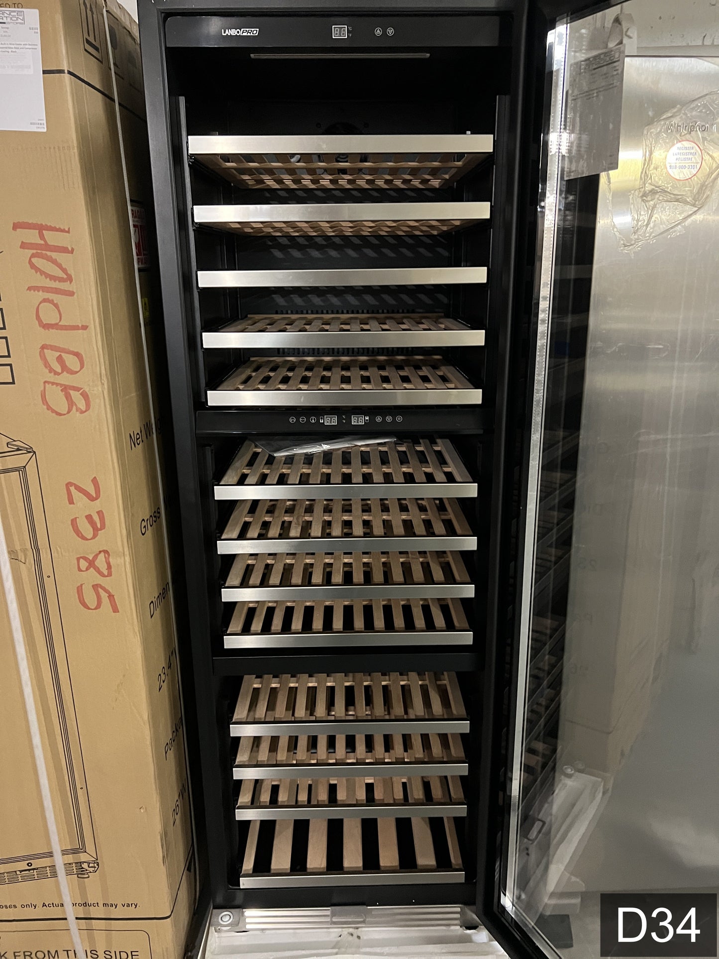 LANBOPRO 23.4-in W 143 -Bottles Black, stainless steel Dual Zone Cooling Built-in/Freestanding Indoor Wine Cooler