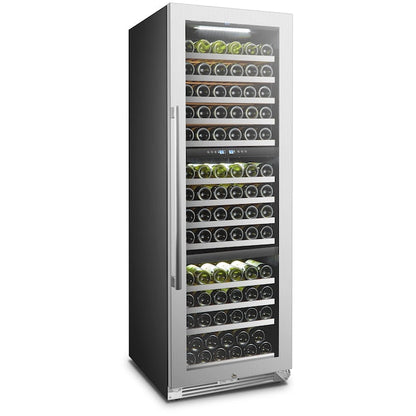 LANBOPRO 23.4-in W 143 -Bottles Black, stainless steel Dual Zone Cooling Built-in/Freestanding Indoor Wine Cooler