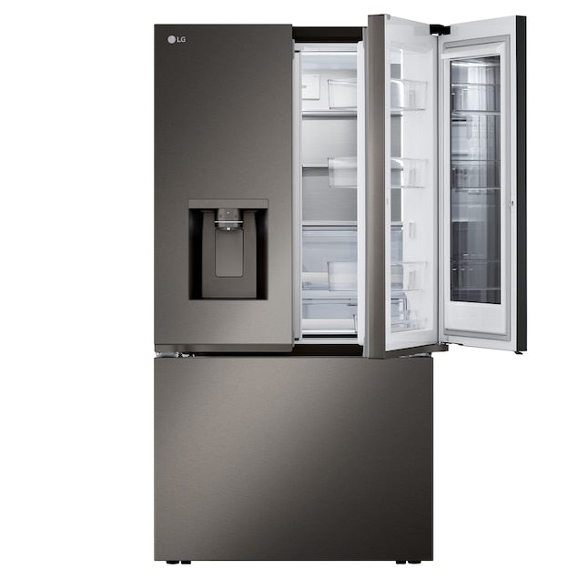 LG Counter-Depth InstaView 4 Types of Ice 25.5-cu ft 3 -Door 36-in Wide Smart Compatible French Door Refrigerator with Dual Ice Maker with Water and Ice Dispenser and Door within Door ( PrintProof Black Stainless Steel ) ENERGY STAR Certified