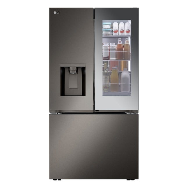 LG Counter-Depth InstaView 4 Types of Ice 25.5-cu ft 3 -Door 36-in Wide Smart Compatible French Door Refrigerator with Dual Ice Maker with Water and Ice Dispenser and Door within Door ( PrintProof Black Stainless Steel ) ENERGY STAR Certified