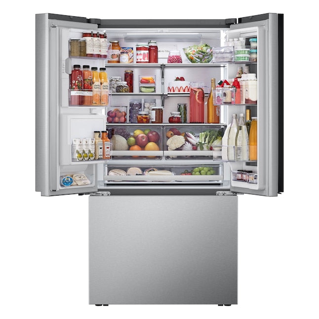 LG Counter-Depth MAX Mirror InstaView 4 Types of Ice 25.5-cu ft 3 -Door Smart Compatible French Door Refrigerator with Dual Ice Maker with Water and Ice Dispenser and Door within Door ( PrintProof Stainless Steel ) ENERGY STAR Certified