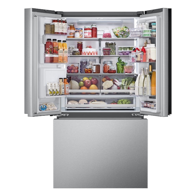 LG Standard-Depth Mirrored InstaView 4 Types of Ice 30.7-cu ft 3 -Door Smart Compatible French Door Refrigerator with Dual Ice Maker with Water and Ice Dispenser and Door within Door ( PrintProof Stainless Steel ) ENERGY STAR Certified