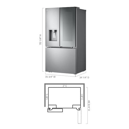LG Standard-Depth Mirrored InstaView 4 Types of Ice 30.7-cu ft 3 -Door Smart Compatible French Door Refrigerator with Dual Ice Maker with Water and Ice Dispenser and Door within Door ( PrintProof Stainless Steel ) ENERGY STAR Certified