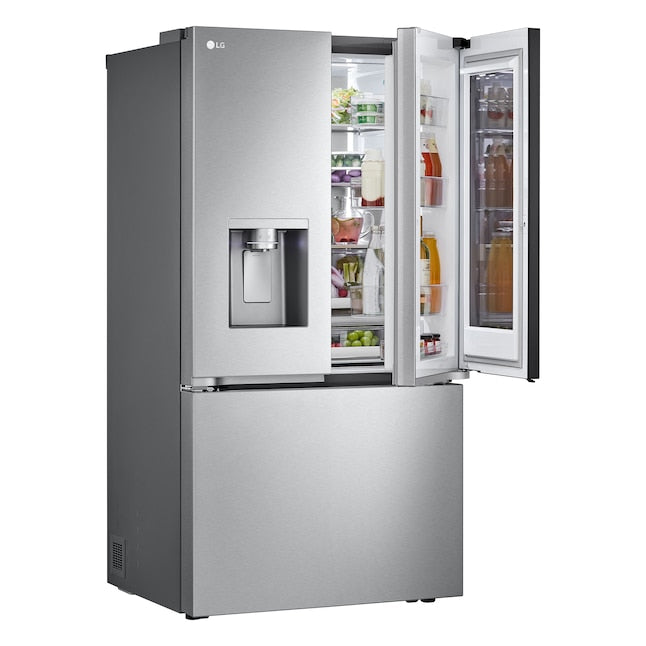 LG Standard-Depth Mirrored InstaView 4 Types of Ice 30.7-cu ft 3 -Door Smart Compatible French Door Refrigerator with Dual Ice Maker with Water and Ice Dispenser and Door within Door ( PrintProof Stainless Steel ) ENERGY STAR Certified