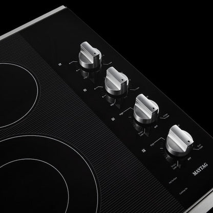 Maytag 30-in 4 burners Smooth Surface (Radiant) Stainless steel Electric Cooktop with Bridge Element