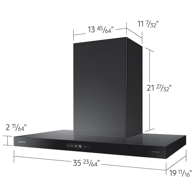 Samsung Bespoke 36 inch Convertible 390-CFM Black Wall-Mounted Range Hood with Charcoal Filter