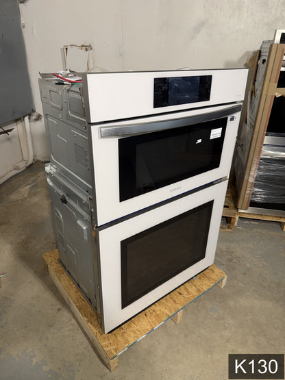 Samsung Bespoke 30 inch Self + Steam Cleaning Air Fry Smart Compatible Microwave Wall Oven Combo ( White Glass )