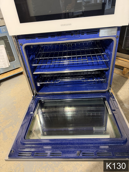 Samsung Bespoke 30 inch Self + Steam Cleaning Air Fry Smart Compatible Microwave Wall Oven Combo ( White Glass )