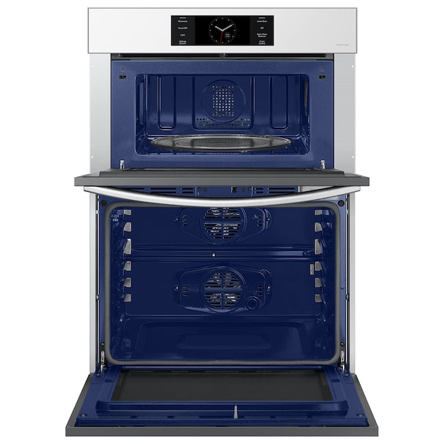 Samsung Bespoke 30 inch Self + Steam Cleaning Air Fry Smart Compatible Microwave Wall Oven Combo ( White Glass )