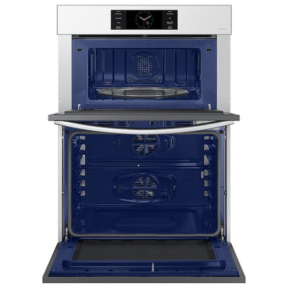 Samsung Bespoke 30 inch Self + Steam Cleaning Air Fry Smart Compatible Microwave Wall Oven Combo ( White Glass )