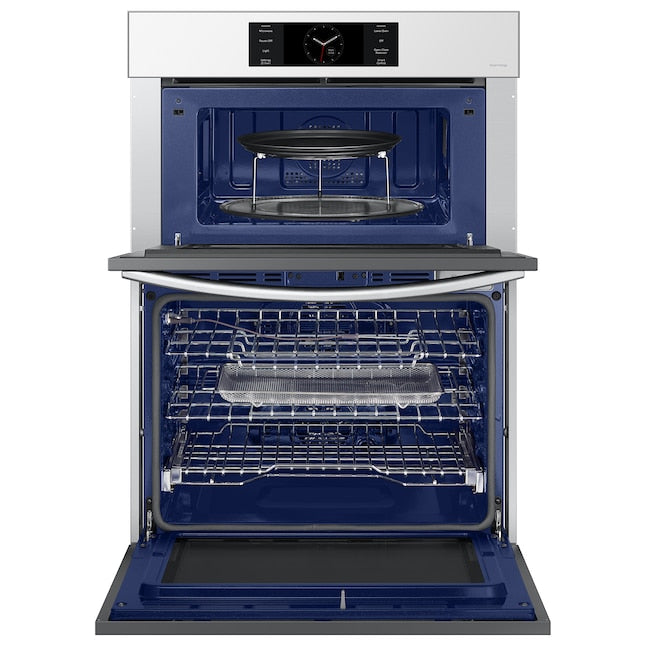 Samsung Bespoke 30 inch Self + Steam Cleaning Air Fry Smart Compatible Microwave Wall Oven Combo ( White Glass )