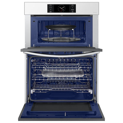 Samsung Bespoke 30 inch Self + Steam Cleaning Air Fry Smart Compatible Microwave Wall Oven Combo ( White Glass )