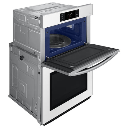 Samsung Bespoke 30 inch Self + Steam Cleaning Air Fry Smart Compatible Microwave Wall Oven Combo ( White Glass )