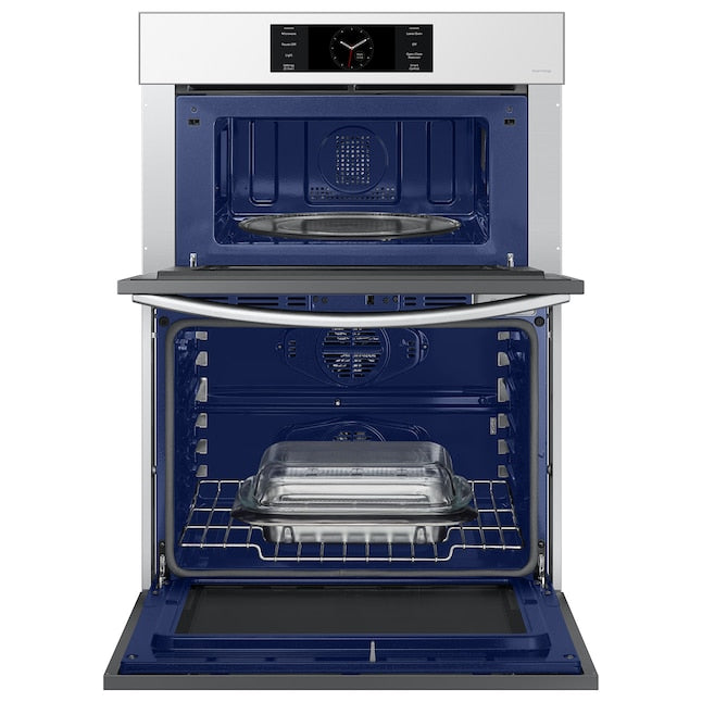 Samsung Bespoke 30 inch Self + Steam Cleaning Air Fry Smart Compatible Microwave Wall Oven Combo ( White Glass )